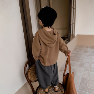 男童卫衣春装薄款2026新款儿童韩系连帽上衣中小童长袖潮童痞帅风