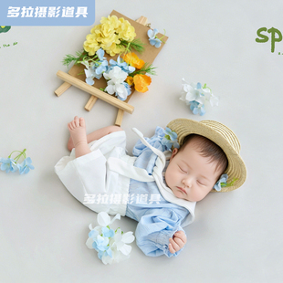 小清新摄影道具满月拍照道具新生的儿拍摄服装简约主题套装艺术照
