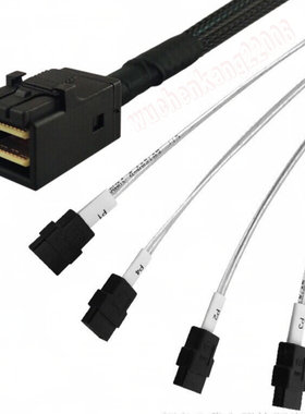 安费诺AMPHENOL MINISAS HD SFF-8643 TO 4 SATA 1米 12Gb SAS3