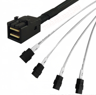 安费诺AMPHENOL 12G MINISAS HD SFF-8643 TO 4 SATA 1米 SAS3