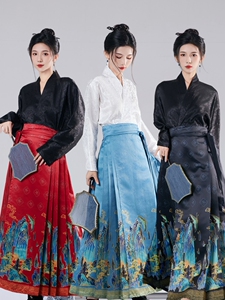 萦语原创汉服女2023新款飞机袖新中式中国风马面裙半身裙日常通勤