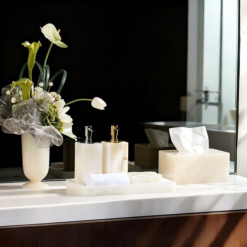 简约风大理石玉石浴室洗漱托盘香薰乳液瓶纸巾盒酒店台面收纳摆件,家居饰品,香薰托盘,淘宝优惠券,粉丝福利购,淘宝优惠卷
