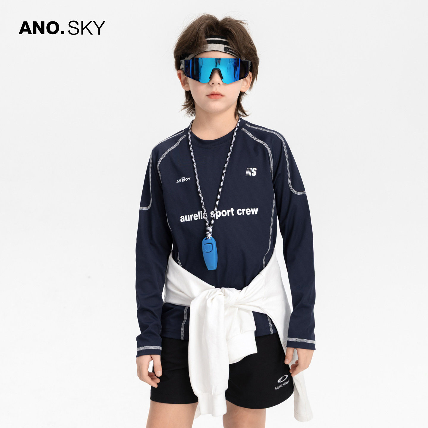 anothersky 男童春秋速干长袖t恤打底衫2026新款儿童夏装运动上衣