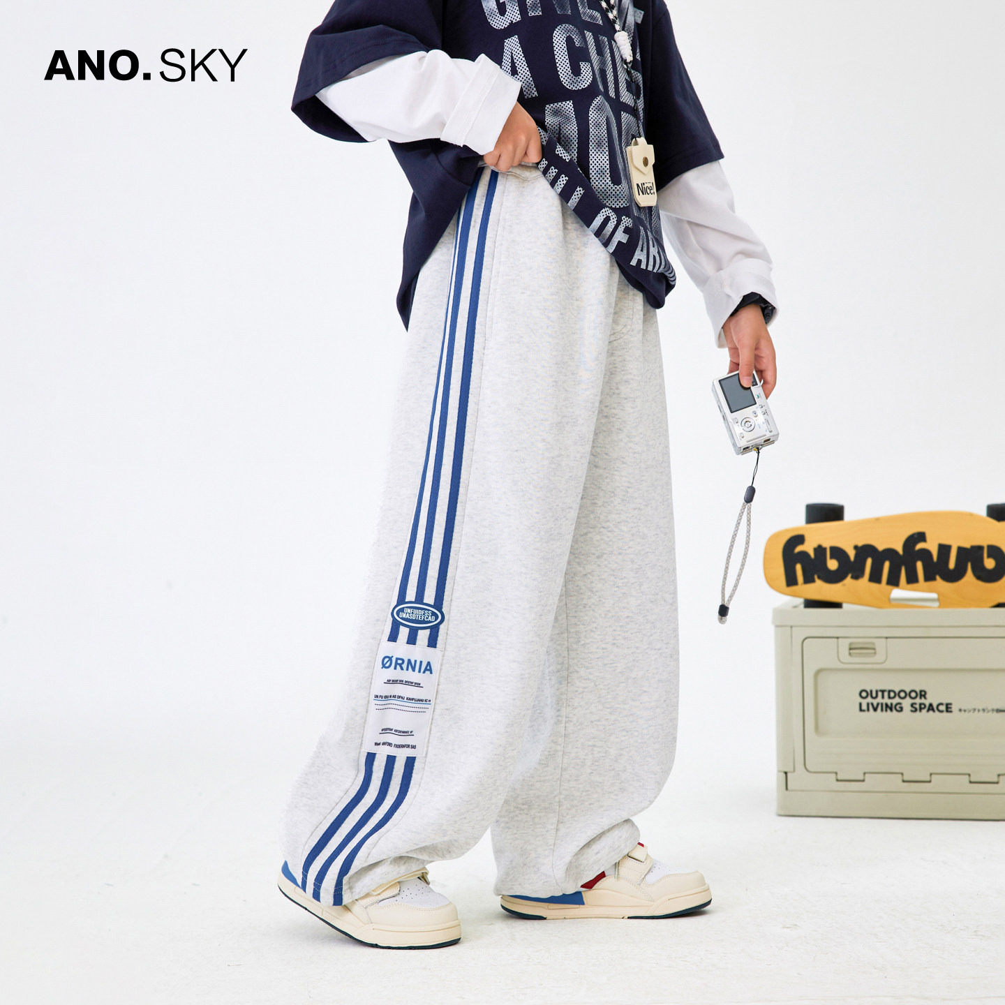 anothersky 男童秋冬加绒裤子2026新款儿童宽松直筒加厚运动卫裤