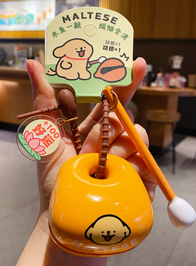 2024年新款正版线条小狗创意佛系木鱼汽车钥匙扣链女精致书包挂件