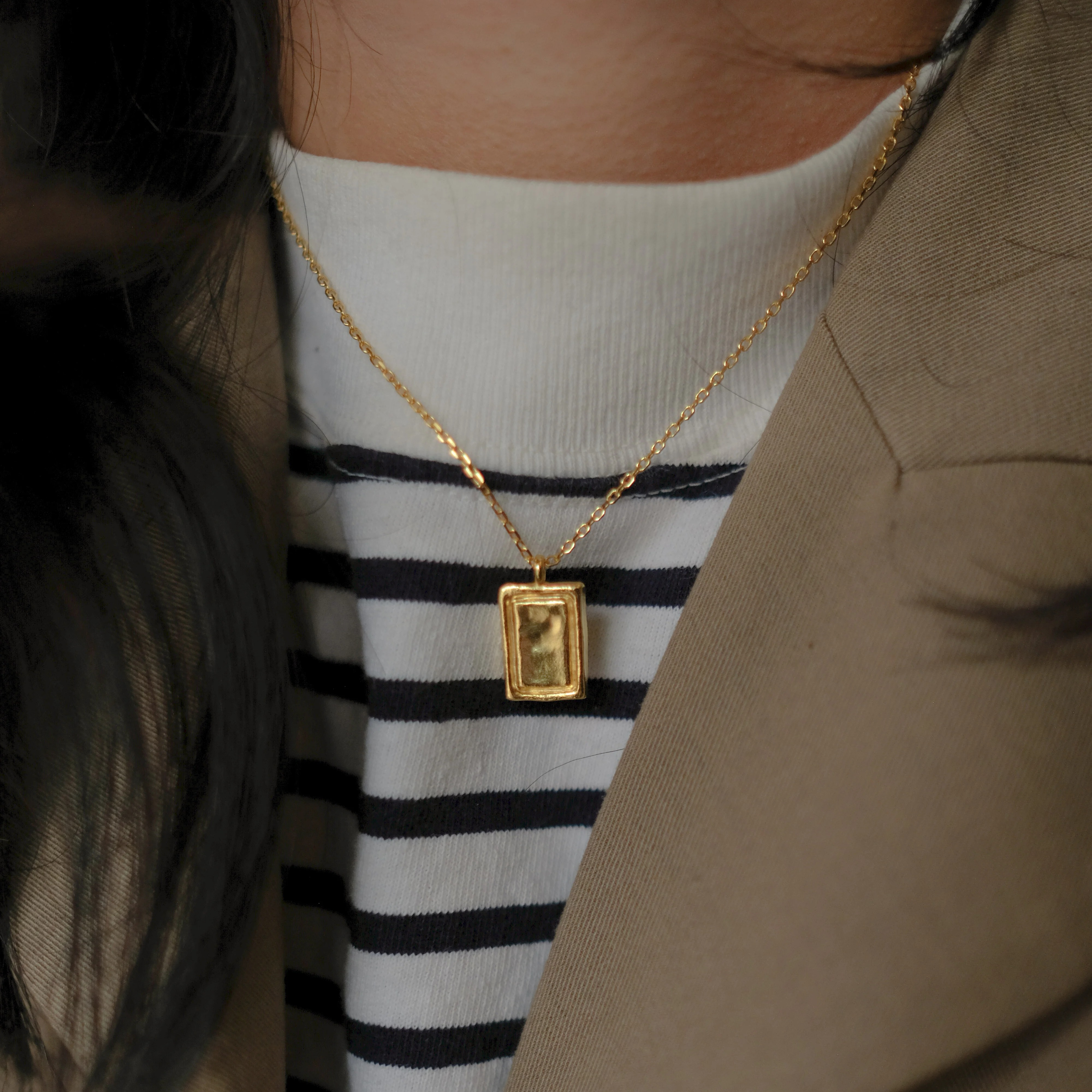 Heymen黑门银镀金双面项链