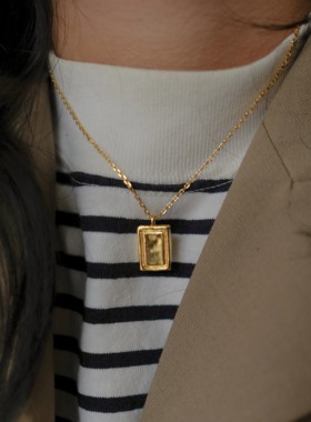 Heymen黑门银镀金双面项链