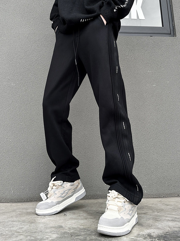 潮牌休闲裤子男士阔腿直筒宽松百搭美式潮流春秋垂坠感运动卫裤