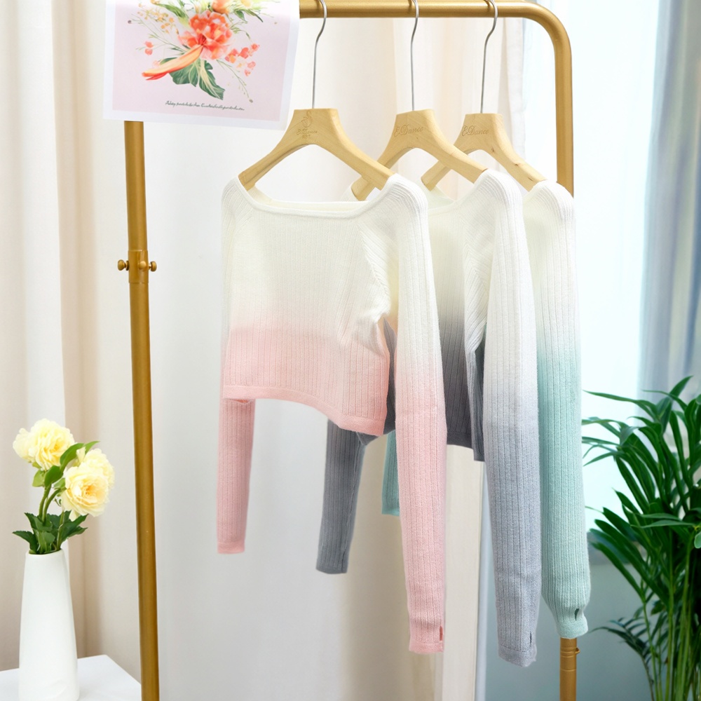 儿童舞蹈服渐变毛衣秋冬女披坎肩