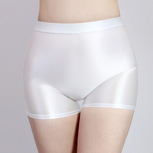 艺术体操裤瑜伽裤丝滑油亮光泽短裤紧身三分裤白色成人比赛舞蹈裤