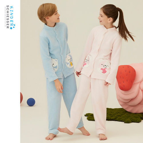 舒雅童装法兰绒家居服3件套