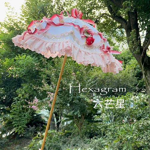 六芒星lolita手作草莓lo伞古董伞