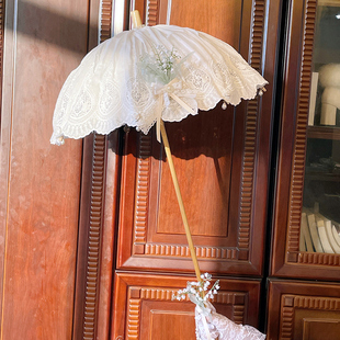 [cla铃兰]六芒星原创lolita手作vintage复古lo长柄蕾丝古董伞洋伞