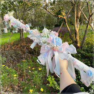 六芒星原创lolita手作lo枪洛丽塔花嫁呲甜吃鸡道具 枪和玫瑰骑士