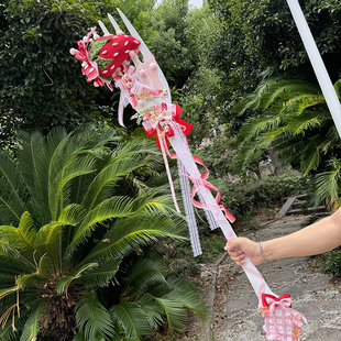 甜美巨型大草莓叉子六芒星lolita手作洛丽塔可爱走秀茶会拍摄道具