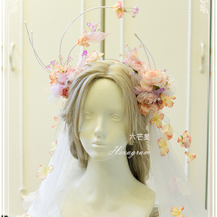 崩坏星穹铁道大昔涟cos头饰花圣母光环翁法罗斯私设六芒星lolita