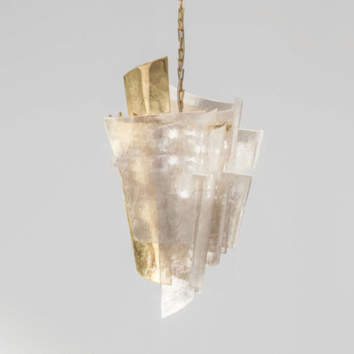 祥安定制艺术餐厅吊灯云石金箔别墅DuoGlassesFacies Alabaster