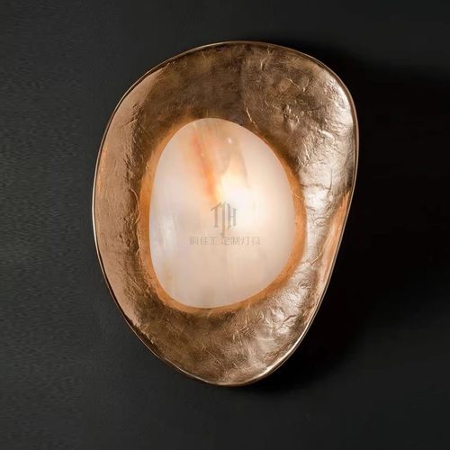 千亿定制复刻锻打金箔壁灯Oyster贝壳云石前灯捶打凹形背景镜异形