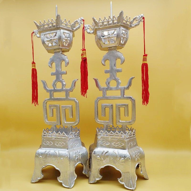 特大号寿字蜡烛台加重锡烛台家用传统烛台中式蜡台寺庙供天专用