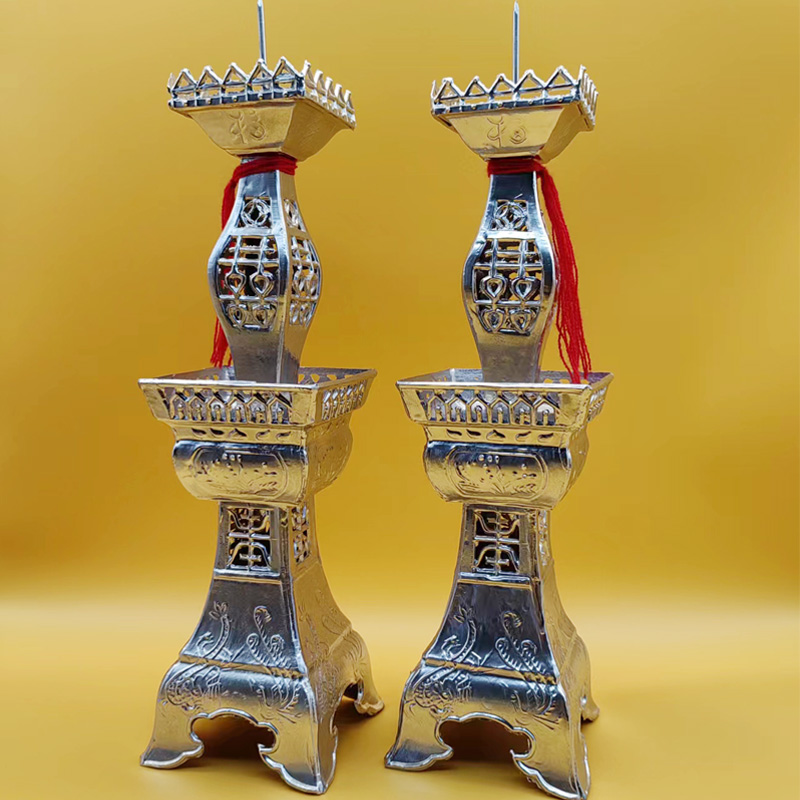 婚庆婚嫁用品大号永康方台传统锡制烛台双喜嫁妆传统中式蜡烛台古