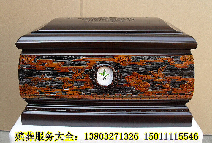 鹤归自然 实木骨灰盒 殡葬丧葬下葬火化灵堂墓地用品 送随葬品