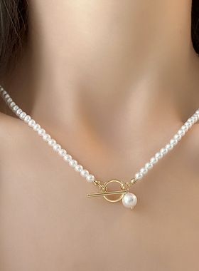OT扣珍珠项链女 时尚简约百搭颈链气质高级感轻奢优雅锁骨链 批发