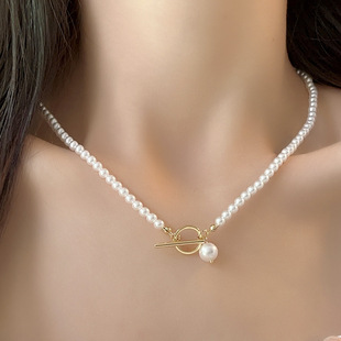 OT扣珍珠项链女 时尚简约百搭颈链气质高级感轻奢优雅锁骨链 批发