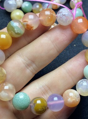 天花板高品樱花玛瑙手链糖果色爆米花玉髓手串批发手工