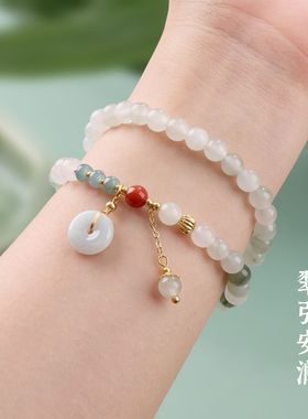 天山翠蓝水翡翠手链串珠女士轻奢高级感文玩佛珠手串手饰爆款批发