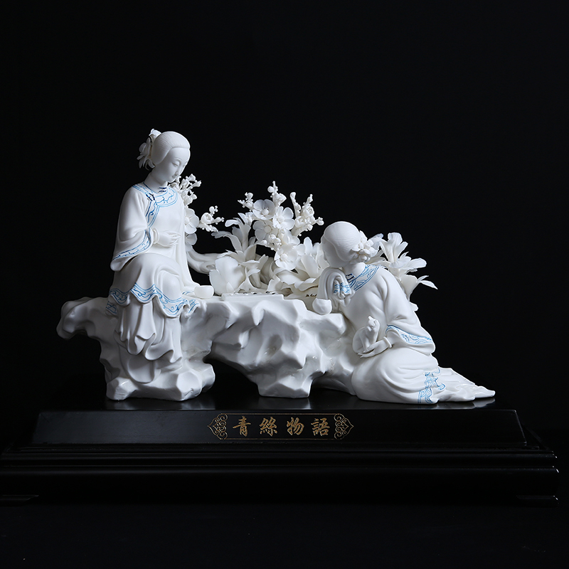 青丝物语德化白瓷古典仕女美女人物雕塑工艺品客厅家居礼品摆件