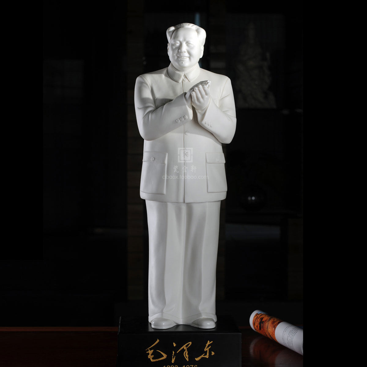毛泽东鼓掌 德化白瓷伟人人物雕塑全身像 家居办公商务礼品送领导