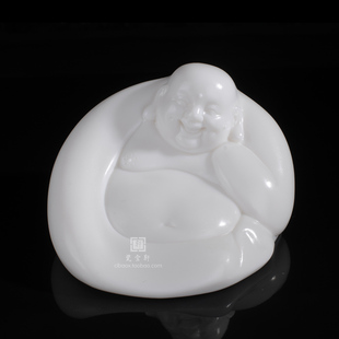 车载弥勒 陶瓷笑佛可爱喜庆家居办公装饰工艺摆件时尚福来运转