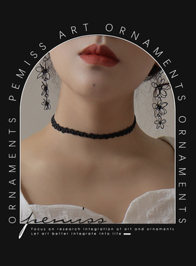 法式蕾丝花边短款项圈百搭项链