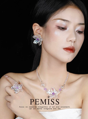 花朵浪漫幻彩项链小众高级感