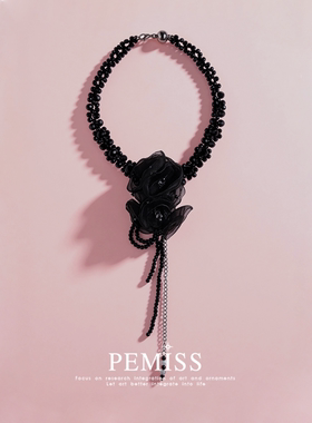 PEMISS水晶欧根纱复古甜酷锁骨链