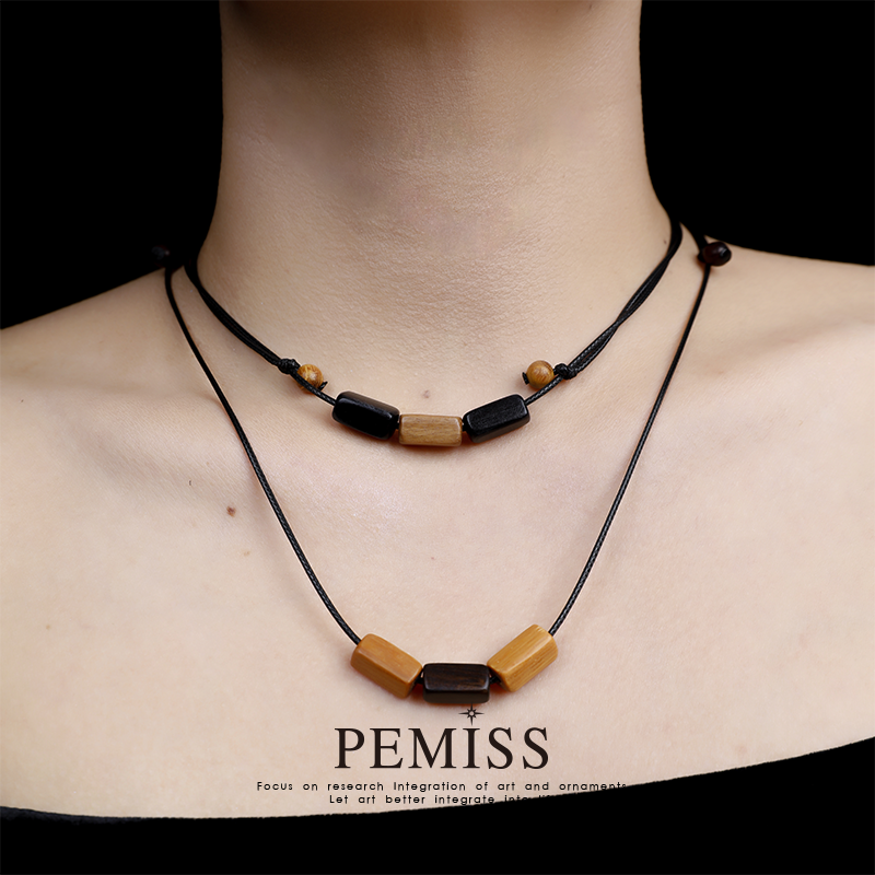 檀木绳结项链情侣男女同款毛衣链