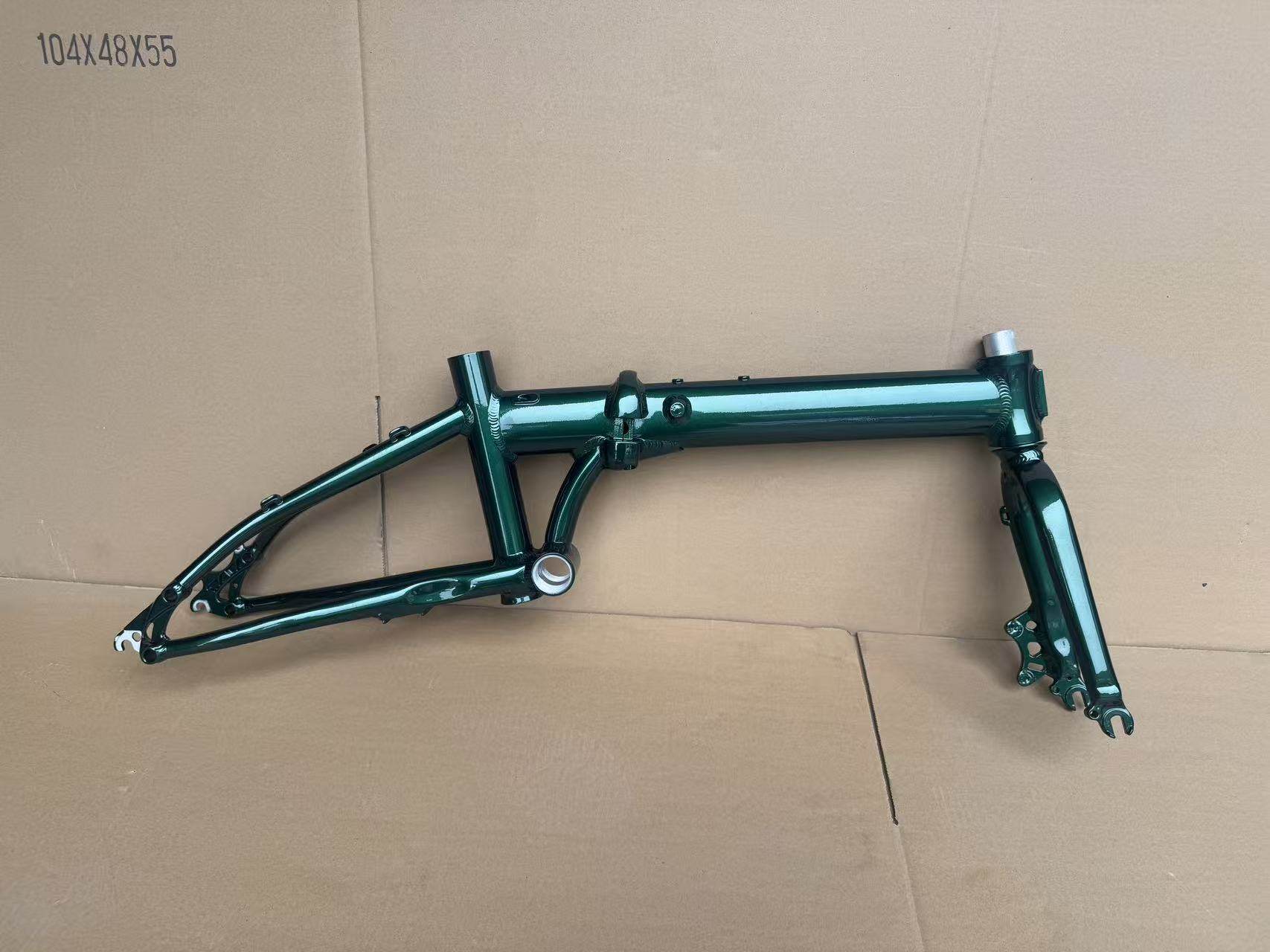 16寸拉丝铝合金折叠车架前叉/碟刹版/新版车架适合装349轮组