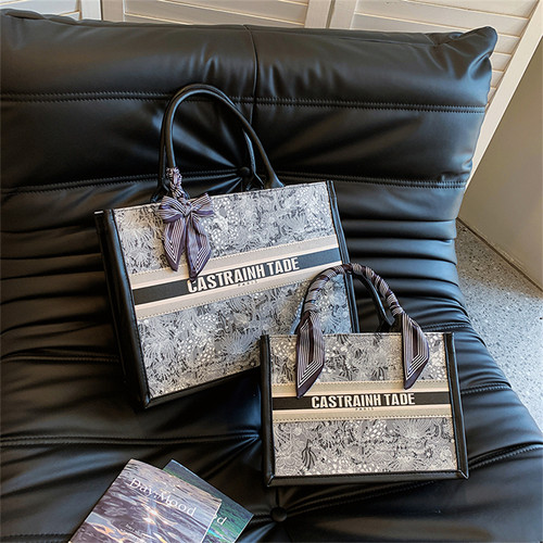 森系复古大容量托特包拉链手提包