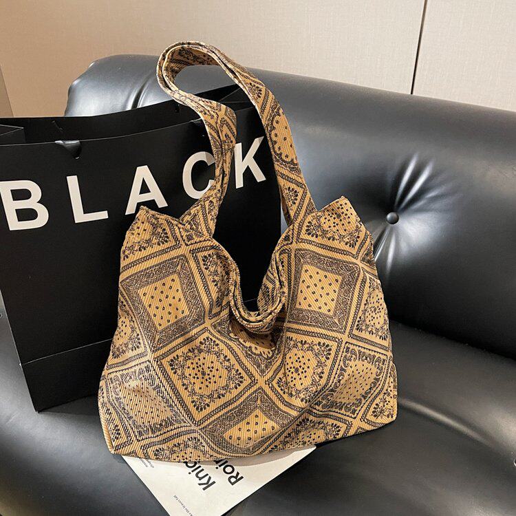 复古文艺慵懒风布包托特包2026新款轻便通勤单肩大包购物袋妈咪包