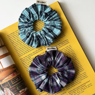 Re:collect 手工手织布土布发圈大肠圈复古法式格纹瑜伽运动发圈