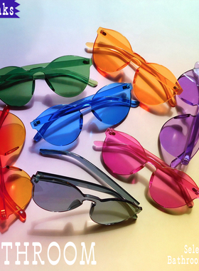 美国Chunks彩色渐变太阳镜墨镜眼镜 几何撞色彩色孟菲斯 纯色个性