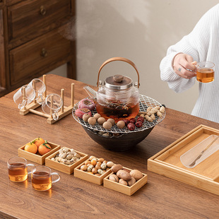 高颜值围炉煮茶家用室内烤茶电陶炉一套煮茶器煮茶炉玻璃茶壶套装