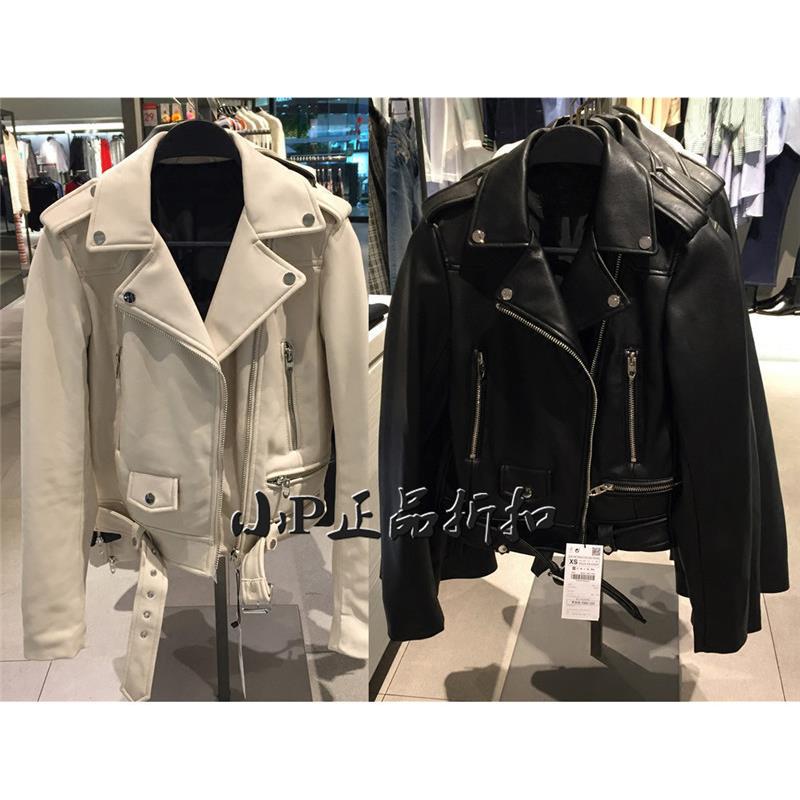 ZA 女装新品短版仿皮车手夹克外套皮衣 ra 3046028 03046028800