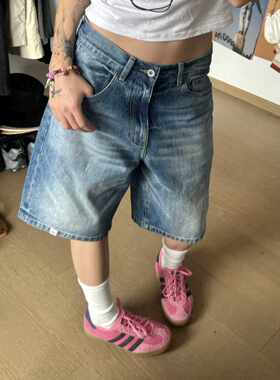 美式复古低腰百搭夏季炸街五分裤