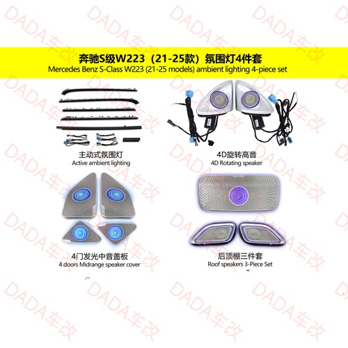 适用于奔驰s级主动式氛围灯S450LS400L旋转高音W223迈巴赫改装