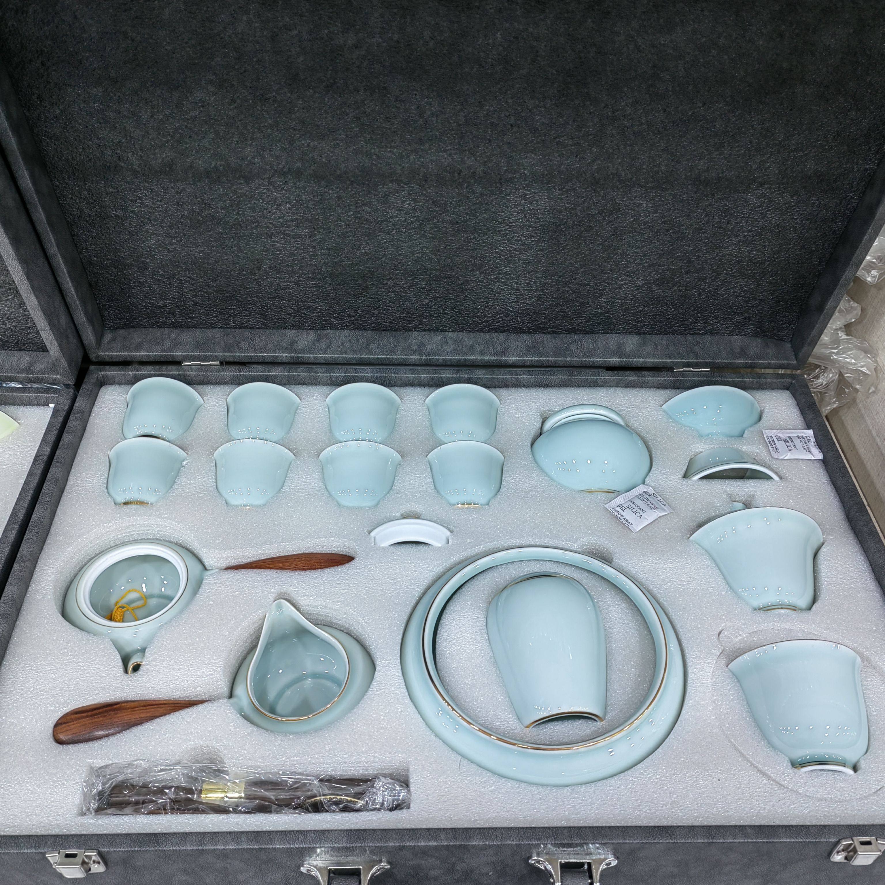 醴陵青瓷功夫茶具茶杯碟套装家用陶瓷茶具办公室茶杯