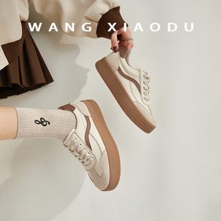 女复古绒面低帮休闲鞋 4cm厚底板鞋 单车漫游 小白鞋 王小毒