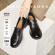 王小毒 女粗跟经典 四季 4cm真皮乐福鞋 通勤复古小皮鞋 书信