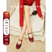 王小毒 花间蝴蝶○漆面蝴蝶结浅口单鞋 女粗跟春季 新款 玛丽珍