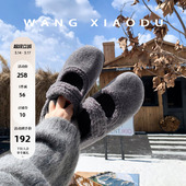 3.5cm内增高毛毛鞋 毛呢玛丽珍 女保暖魔术贴芭蕾单鞋 王小毒